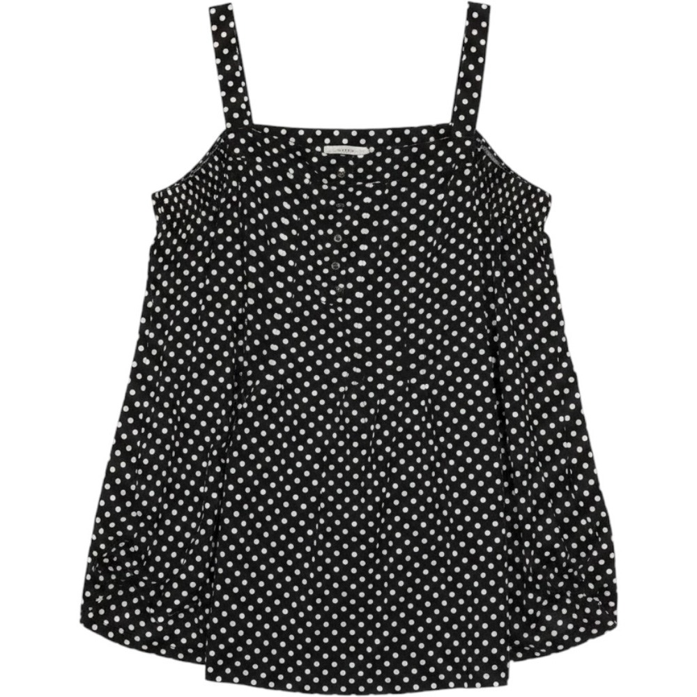 Cocomo Woman Blouse Womens Plus 2X Black Square Neck Cold Shoulder Polka Dot Top